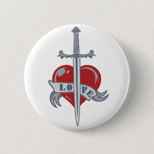 Aangepaste knop Liefde zwaard Ronde Button 5,7 Cm
