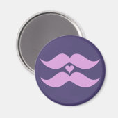 Aangepaste knop Roze Mustaches Magneet (Voorkant / Achterkant)
