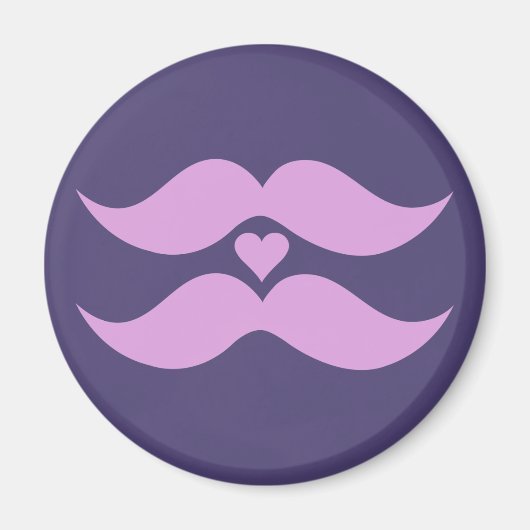 Aangepaste knop Roze Mustaches Magneet (Voorkant)