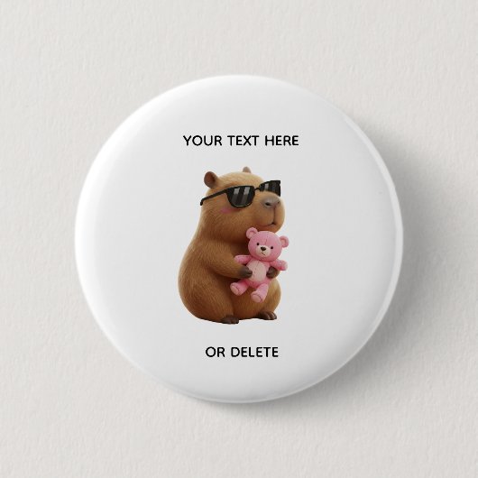 Aangepaste knuffel Capybara Teddy Speld Ronde Button 5,7 Cm (Voorkant)