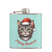 Aangepaste knuffel Kerstkat met kerstmuts Heupfles (Voorkant)