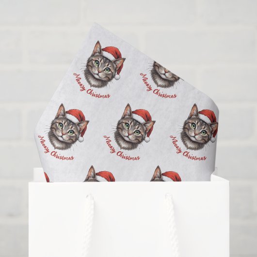 Aangepaste knuffel Kerstkat met kerstmuts Tissuepapier (Cadeauzakje)