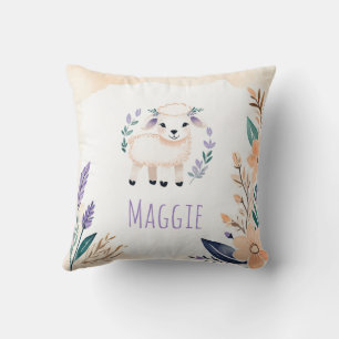 Aangepaste knuffel lamskussen Boho bloemendesign - Kussen