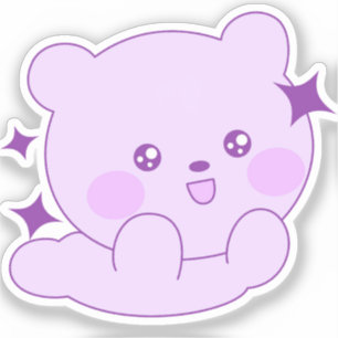 Aangepaste knuffelbare pastel paarse glinsterende sticker