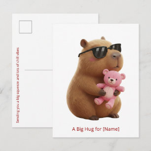 Aangepaste knuffelende capybara met teddybeer briefkaart