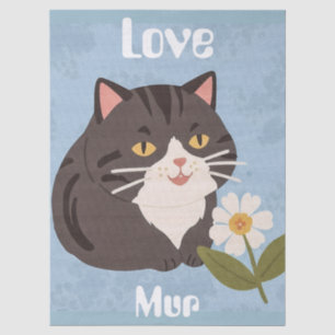 Aangepaste knuffelgrijze kat met Mur en Liefde Tissuepapier