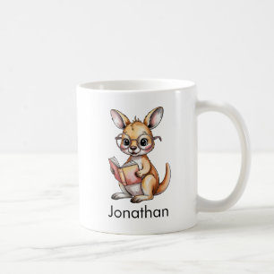 Aangepaste knuffelige babykangoeroe die een boek l koffiemok