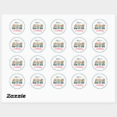 Aangepaste knuffige feestdieren op trein ronde sticker (Vel)