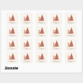 Aangepaste knusse capybara kerst vierkante sticker (Vel)