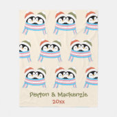 Aangepaste Knusse Trans Pinguïn Kerstmis Fleece Deken (Voorkant)