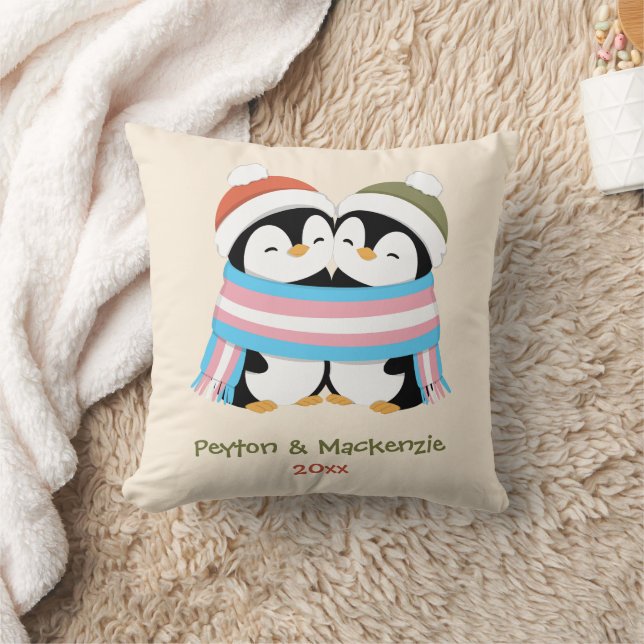 Aangepaste Knusse Trans Pinguïns Kerstmis Kussen (Deken)