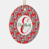 Aangepaste Koala Familie Rode Kerst Keramisch Orna Ornament (Rechts)