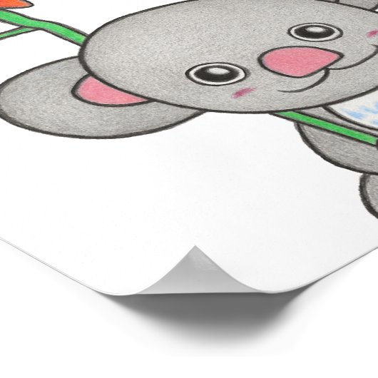 Aangepaste koala met bloem poster (Hoek)