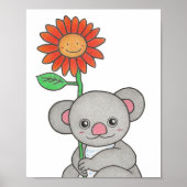 Aangepaste koala met bloem poster (Voorkant)