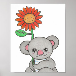 Aangepaste koala met bloem poster