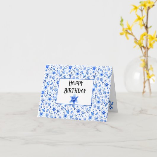 Aangepaste kobaltblauwe tropische orchideeën Happy Kaart (Gele Bloem)