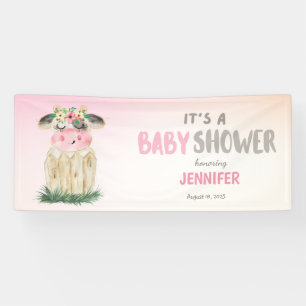 Aangepaste Koeien Roze Gold Baby shower Spandoek