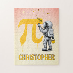 Aangepaste koele astronaut schildering Pi symbool Legpuzzel