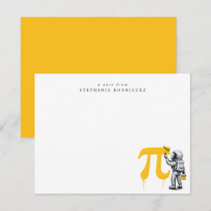 Aangepaste koele astronaut schildering Pi symbool Notitiekaartje