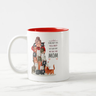 Aangepaste koffer met mam Crazy Cat Lady Tweekleurige Koffiemok