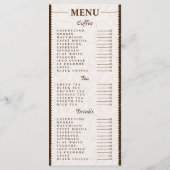 Aangepaste koffie, drankjes en theemenu menu (Achterkant)