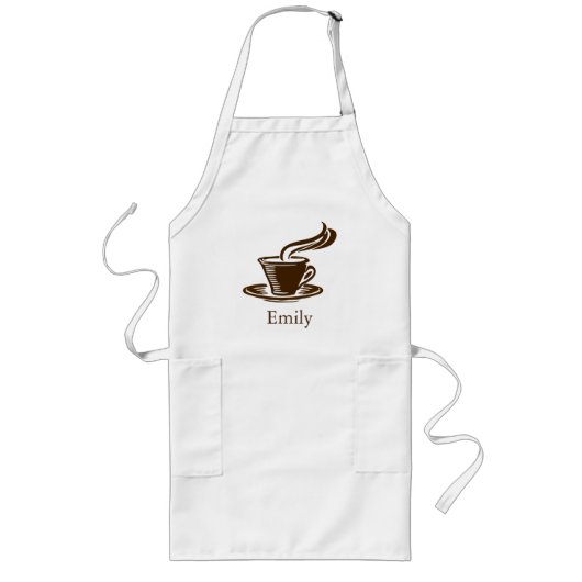 Aangepaste koffiebeker lang schort (Voorkant)