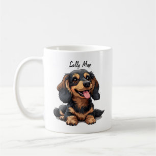 Aangepaste koffiekop met migniatuur teckel puppy koffiemok
