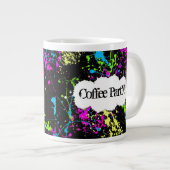 Aangepaste koffiepartij Neon Paint Splatter Jumbo- Jumbo Mok (Voorkant rechts)