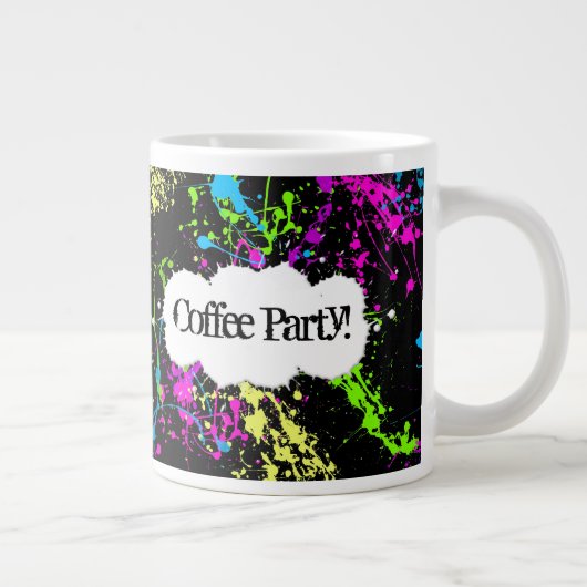 Aangepaste koffiepartij Neon Paint Splatter Jumbo- Jumbo Mok (Rechts)