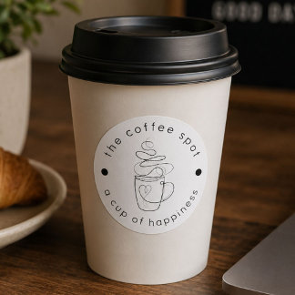 Aangepaste Koffiezaak Voeg uw Logo toe Modern Mini Ronde Sticker