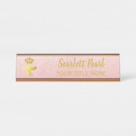 Aangepaste KONINGENBEE Roos Glitter-naamplaathoude Bureau Naambordje