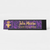 Aangepaste KONINGENBEE Zwarte Paarse naamplaathoud Bureau Naambordje (Voorkant)