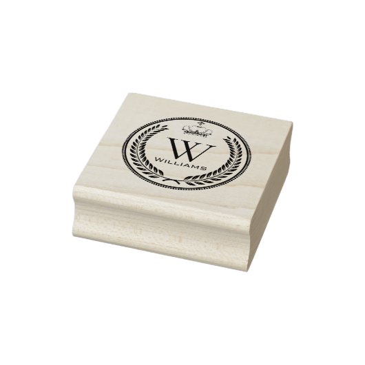 Aangepaste Koninklijke Kroon Naad Monogram Rubberstempel (Stempel)