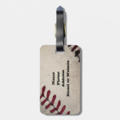 Aangepaste kool grunge honkbal bagagelabel (Achterkant verticaal)