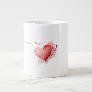 Aangepaste Koppelnamen Watercolor Hart Specialist  Extra Grote Beker