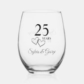 Aangepaste koppels Naam Keepsake 25e Jubileum Gift Wijnglas Zonder Voet (Voorkant)