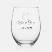 Aangepaste koppels Naam Keepsake 25e Jubileum Gift Wijnglas Zonder Voet (Achterkant)