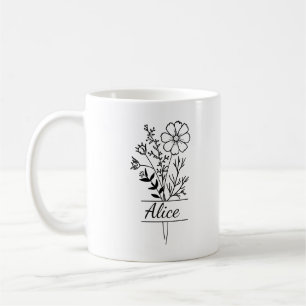Aangepaste koppen Voornaam en bloemen