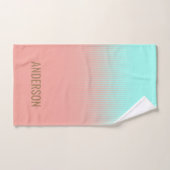 Aangepaste koraal- en turquoise-stapes handdoek (Handdoek)
