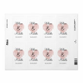 Aangepaste koraal hart bruiloft wijn fles labels (Full Sheet)