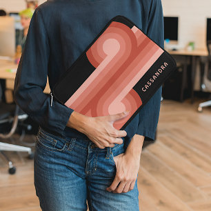 Aangepaste koraal rood blush roze retro art patroo laptop sleeve