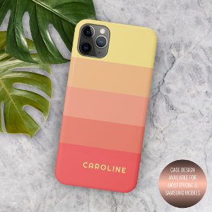 Aangepaste koraalrode perzik-oranje meloengele str iPhone 11 pro max hoesje