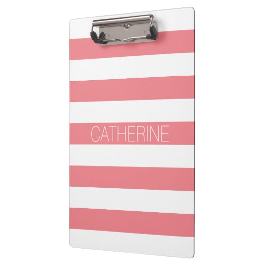 Aangepaste koraalroze & witte, vetgedrukte streep klembord (Links)