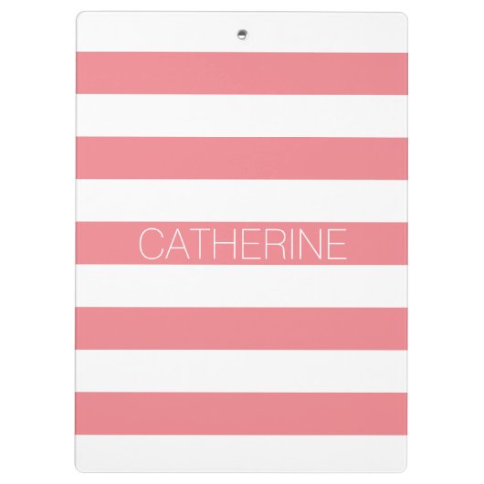 Aangepaste koraalroze & witte, vetgedrukte streep klembord (Achterkant)