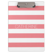 Aangepaste koraalroze & witte, vetgedrukte streep klembord (Voorkant)