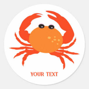 Aangepaste krab rood warm oranje, eenvoudig schoon ronde sticker
