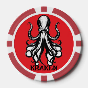 Aangepaste Kraken Octopus Pijlinktvis Naam Persoon Poker Chips
