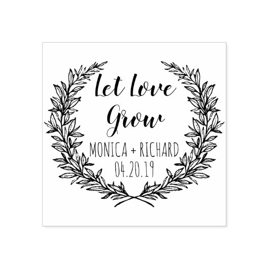 Aangepaste krans Laat liefde groeien typografie br Rubberstempel (Afrduk)
