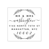 Aangepaste krans & script Mr & Mrs Retouradres Rubberstempel (Afrduk)