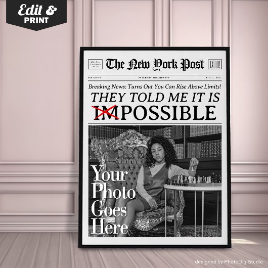 Aangepaste Krant Het Is Mogelijk Motiverende Poste Poster